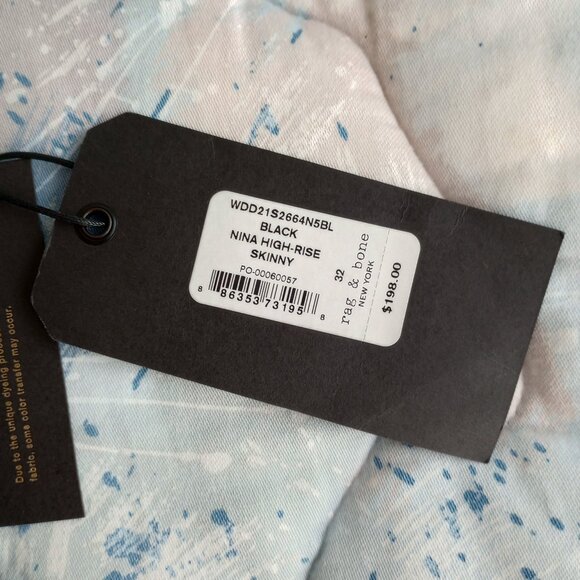 Rag & Bone Black Nina High-Rise Skinny Jeans NWT 32 - Picture 5 of 9